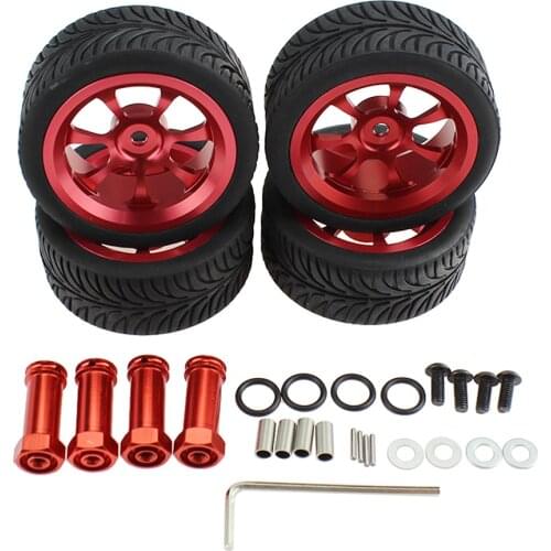 New 4PCS 65mm Wltoys 124019 124018 144001 RC Car Wheel Metal Rim & Wheel Hub Extension Adapter Upgrade Parts Spare Accessories