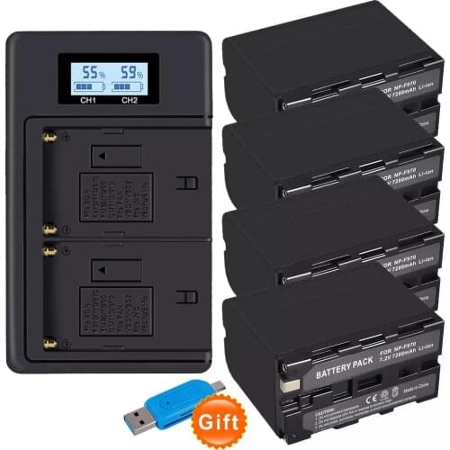 PALO 7.2V 7200mAh NP F960 F970 Power Display Battery+1 LCD Fast 3X faster Dual Charger for SONY F970 F960 F770 F570 CCD-RV100