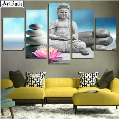 Diamond painting Buddha pebbles Lotus diy 5d full square & round drill religious diamond mosaic crafts embroidery five spell