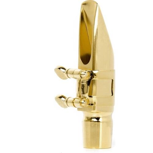 Alto Sax Saxophone Mouthpiece #7 Metal with Cap and Ligature Golden Plated