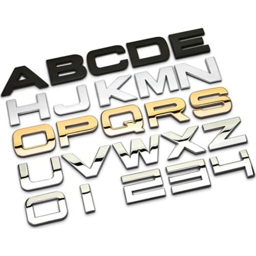 Car Sticker Emblem Badge Letter A-Z Number 0-9 3cm Height Metal 3 Colors Tuning Auto Motorcycle Car Styling Accessories