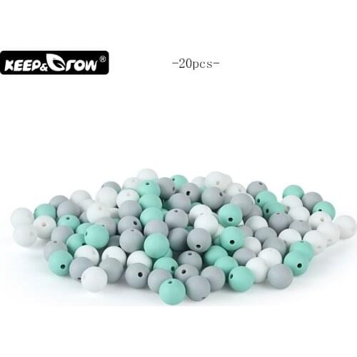 Keep&Grow 20Pcs Silicone Beads 12mm Round Baby Teething Beads Food Grade Silicone Teethers For DIY Necklace Tool Accessories