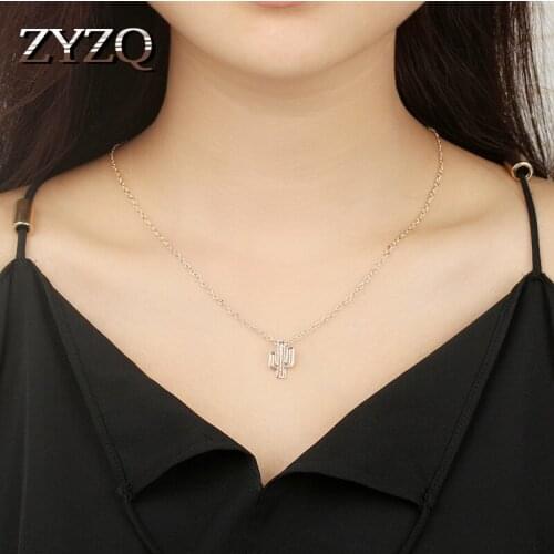 ZYZQ Desert Treature Cactus Chain Necklace Cute Tiny Meaningful Birthday Gift For Besties Wholesale Lots&Bulk Jewelry Necklace