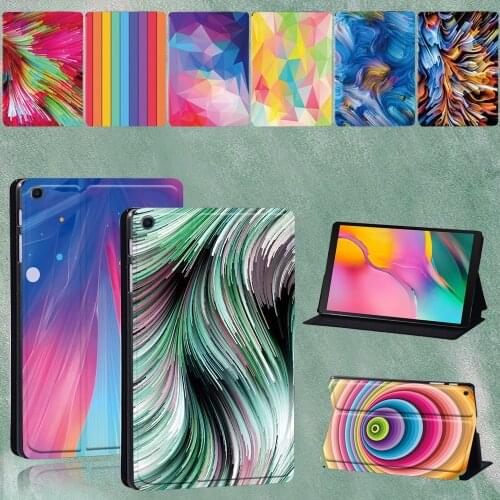 Cover for Samsung Galaxy Tab A 8.0 Inch 2019 SM-T290 SM-T295 Watercolor Series Pattern PU Leather Tablet Case + Stylus