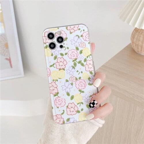 Retro sweet rose kawaii wildflowers art Japanese Phone Case For iPhone 11 12 Pro Max Xs Max XR Xs 7 8 Plus 7Plus case Cute Cover