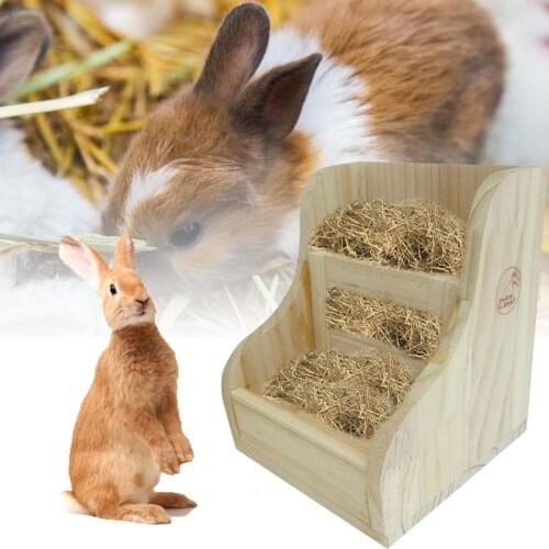 Hay Feeder Rabbit 2 in 1 Wooden Straw Frame Food Bowl Guinea Pig Totoro Grass Frames
