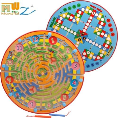 Children Toy Wooden Children Puzzle Game Toy Magnetic Maze Children Education Wooden Puzzle Intellectual Toy Jigsaw Board M121