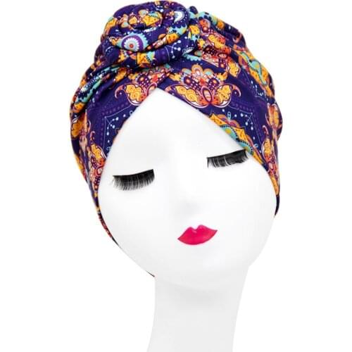 Indian Arab Wrap Women Head Scarf Turban Muslim Headdress Caps Trendy Printed Hijab Bonnet Bohemian Ethnic Inner Hijabs for Cap