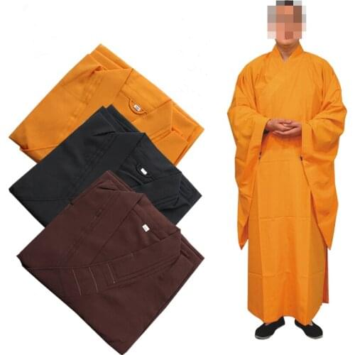 Famous 3color black/yellow Buddhism buddhist Haiqing uniforms Shaolin monks kungfu suits lay meditation robe zen clothing