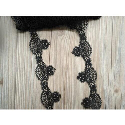 5 Yards Black Color Lace Trim Patchwork Material Polyester Water Soluble Lace Ribbon for DIY Garment Sewing Accessories