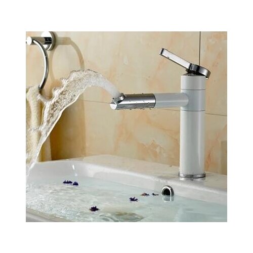 Copper rotated sink basin faucet chrome, Brass single hole basin fauce water tap white, Bathroom basin faucet mixer hot and cold