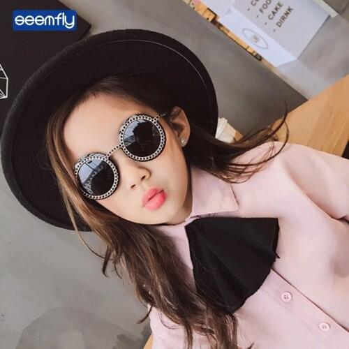Seemfly Fashion Kids Sunglasses Round Metal Sun Glasses Outdoor Ultraviolet-proof Eyeglasses Colorful Eyewear For Girls&Boys