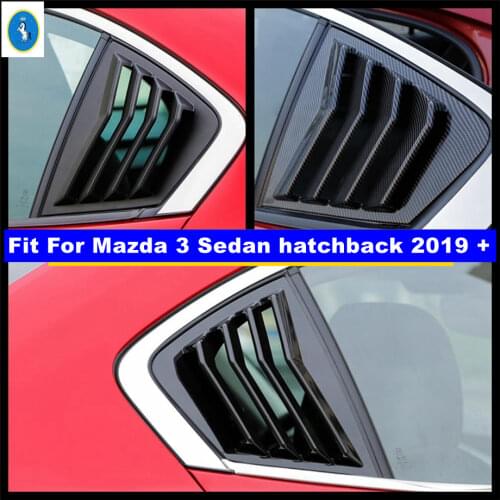 Plastic Black / Carbon Fiber Look Rear Quarter Window Louvers Spoiler Decoration Panel Cover Trim For Mazda 3 Sedan 2019 2020