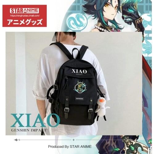Anime Genshin Impact Xiao Zhongli Klee Nylon High Capacity Backpack Schoolbag Laptop Bag Shoulder Bag Fashion Student Knapsack