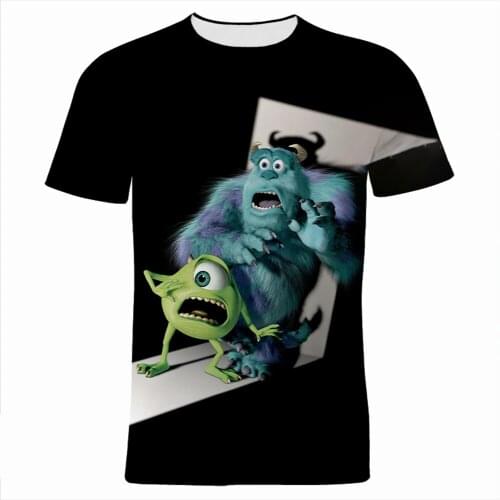 2021 New Fashion Mens T-shirts Disney Movie Monsters, Inc. 3D Print Children T Shirt Summer Cartoon Anime Womens Clothing