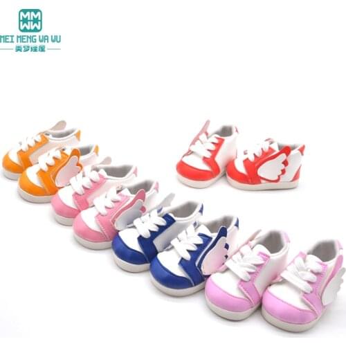 NEW mini Toys Baby Doll shoes fits 45cm American doll and 43cm NEW Born doll Fashion Cute wing leather shoes Girls gift