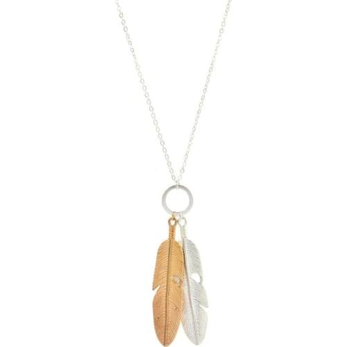 New Jewelry Necklace Gold and Silver Color Feather Pendant Necklace Women Clavicle Chain Trendy Simple Necklace Accessories