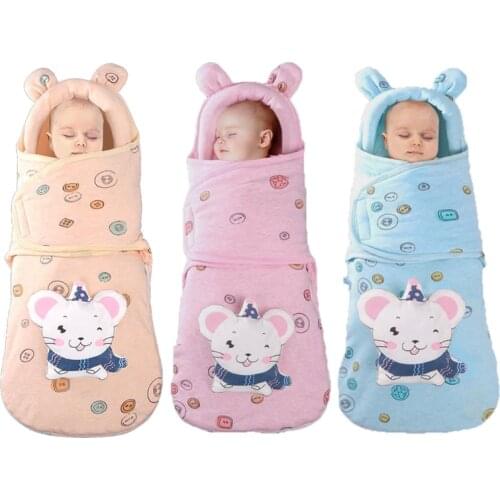 Newborn Baby Blanket Swaddle Toddler Cotton Cute Cartoon Winter Warm Sleeping Bags Sleepsack Little Baby Stroller Wrap
