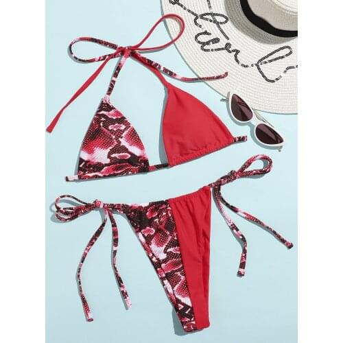 Sexy Triangle Push Up Brazilian Bikini Set Thong Swimwear Women Bikinis Patchwork Bathing Suit Beach Biquini Maillot De Bain