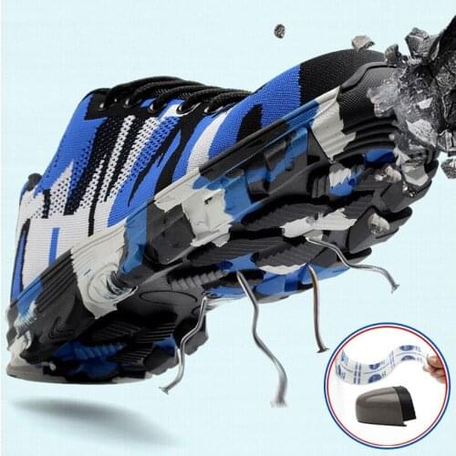 Construction Men Steel Toe Cap Work Boots Unisex Camouflage Outdoor Puncture Proof Safety Shoes Breathable Air Mesh Safety Boots