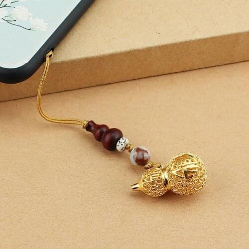 Smart Phone Strap Lanyards Non-fading Universal Decorative Lucky Brass Gourd Phone Chain Lanyard Phone Accessories for Keys