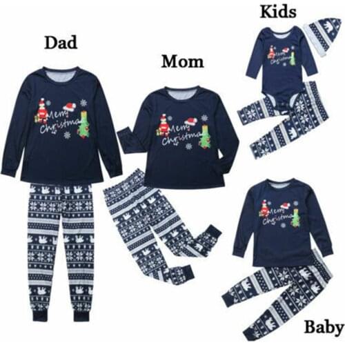 Christmas Family Pajamas Set Xmas Clothes Parent-child Suit Home Sleepwear Nightwear Baby Kid Dad Mom Matching Family Outfits