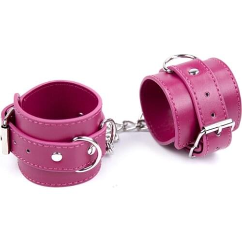 Pink bondage set leather hand cuffs bdsm bondage fetish handcuffs sex toys for couples bdsm toys slave