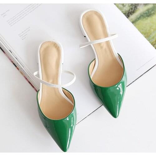 Pointed Flat Sandals Womens Summer 2020 New Style Baotou Wear Thick Heel Slippers Womens Half Slippers Women