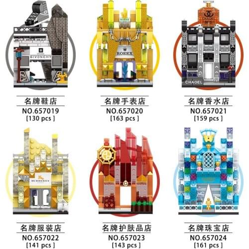 City Street View Series Educational Building Blocks Toys For Kids Girls Friends DIY Birthday Gift 657019-24 Mini Stores Models