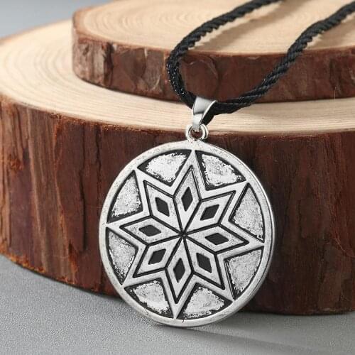 QIAMNI Alatyr Slavic Amulet Pendant Necklace Perun Protect God Runes Viking Charm Necklaces Handcrafted Ethnic Norse Jewelry