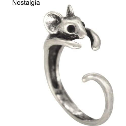 Nostalgia Cute Mouse Rat Animal Stackable Rings Vintage Women Jewellery