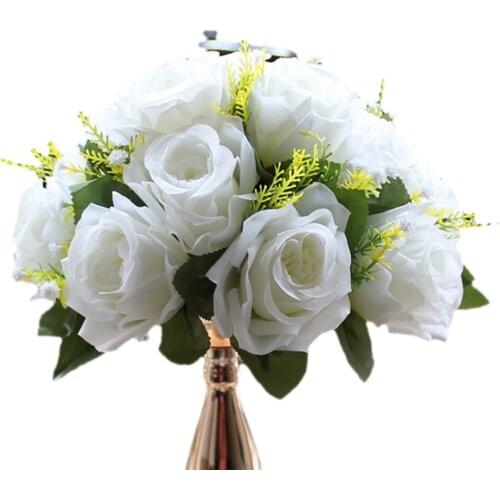 Wedding Car Stair Decoration Plastic Roses Valentines Day 15 Heads Dia 26cm Home Décor Fake Flower Ball.Artificial Bouquet