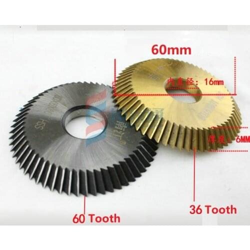 Titanium cutter HSS double angle cutter 60x16x6 36 / 60 / 90 tooth For cutting machine duplicating key