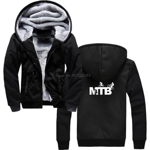 MTB Cycle Logo Funny Mountain Biker Biking Hoodie Men Hoodies Winter Thick Hooded Sweatshirt Streetwear
