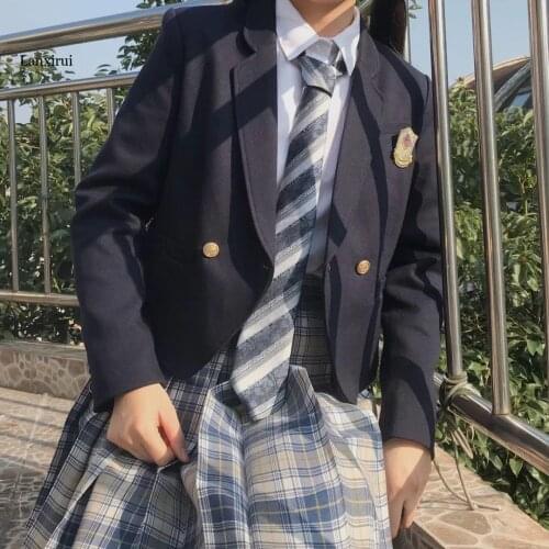 School Uniform Japanese Womens Girls Spring Autumn Collarless Suits Blazer Long Sleeve Jackets Coats For JK School Uniform