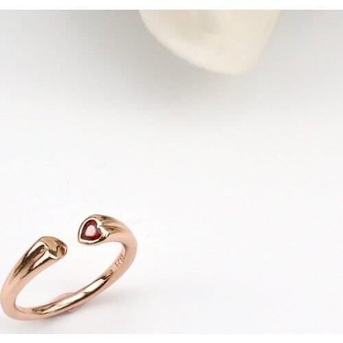 Double love heart ring romantic rose Gold Color open finger rings for women engagement wedding band jewelry J40