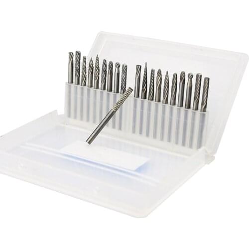 20 pieces Tungsten Steel Rotary Burrs Cutter Bit Woodworking Carving Kit 3*3mm for Dremel Mini Drill