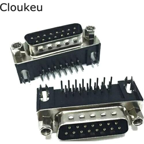 5Pcs DR15 pin Male Bending Pin 90DEG connector DR15 serial port DB15M adapter