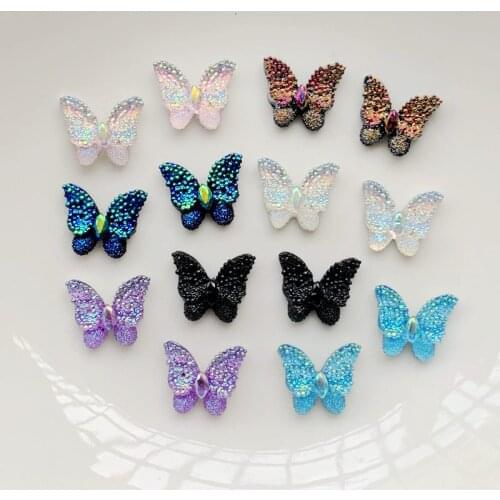50PCS 10*12MM 3D Charisma Resin Butterfly Diamond Jewelry Making Scrapbook Art Deco, DIY Nail Accessories Crafting Supplies