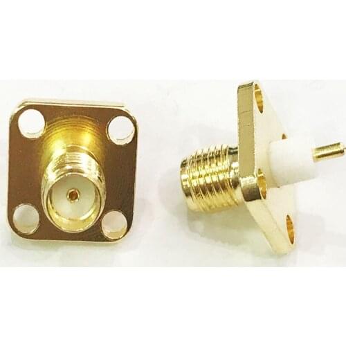 50pcs RF Connector SMA Jack Female 4 Hole Flange Mount Stub Solder Terminal Connecter