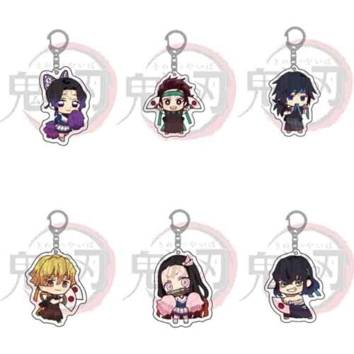 Funny Cartoon Anime Demon Slayer Kimetsu No Yaiba Keychain Kamado Tanjirou Kamado-Nezuko Tomioka Giyuu Acrylic Key Chain
