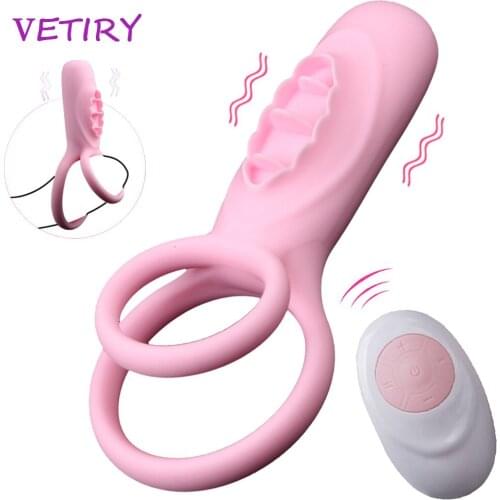 Penis Ring Tongue Licking Vibrator Delay Ejaculation Clitoris Testis Stimulate Cock Ring Sex Toys for Woman Man Masturbation