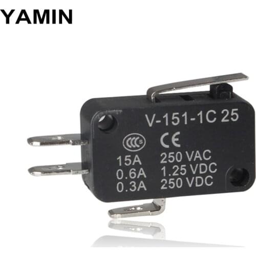 Limit Switch Micro Fretting Travel Stroke Switches V-151-1C25 Small-sized Mini Black Push button type (20PCS)