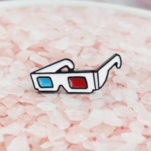 Cool red blue lens white frame glasses brooch to visitors friends children clothing accessories design unique children like