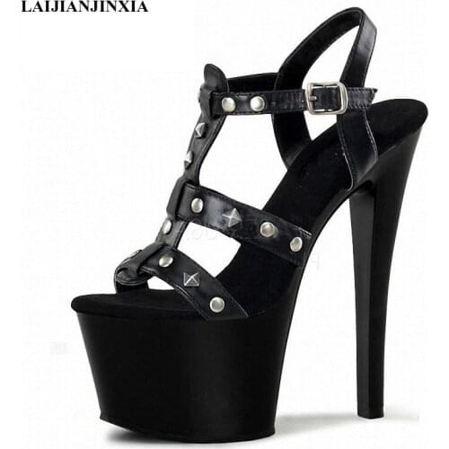 LAIJIANJINXIA New Sexy Summer Women Wedding Party Dancing Shoes 17cm Stiletto High Heels Platform Sandals Pole Dance Shoes