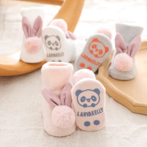 Adorable bunny socks for baby girls thick terry infant tube socks toddler girls knee high socks winter warm leg warmers children