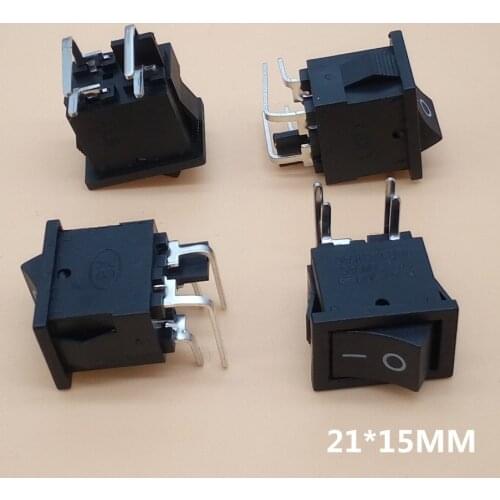 10PCS KCD1-104 Ship Type Switch 15*21mm 4Pin 90 Degree Curved Needle ON-OFF Boat Rocker Switch 6A/250V 10A/125V Power Switch