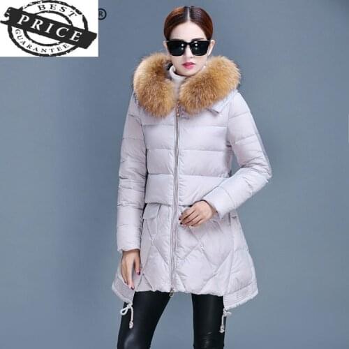 Down Jacket Winter Women Korean Long Down Coat Female Slim Thick Warm Clothes Jacekt + Fur Hooded Coats Ladies 2021LW10a2