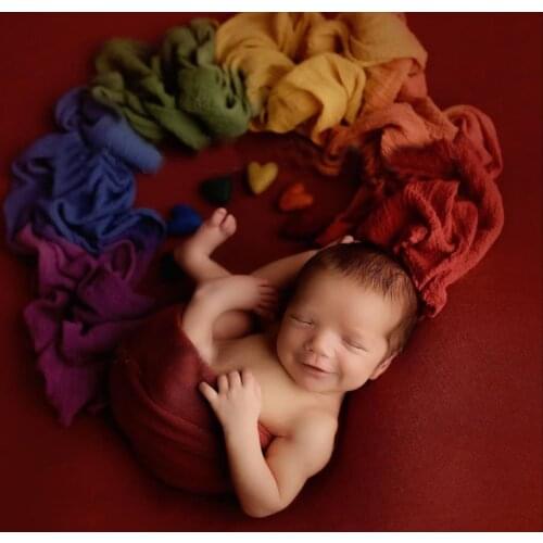 Newborn Photography Props Blanket Baby Photo Wrap Swaddling Cotton Stretchable Rainbow Wraps Photo Studio Shoot Backdrop