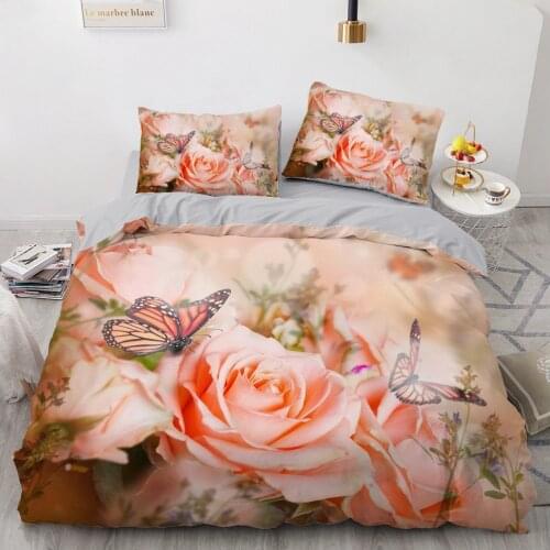 Simple Bedding Sets 3D Plant Flower Duvet Quilt Cover Set Comforter Bed Linen Pillowcase King Queen Full Double Home Texitle